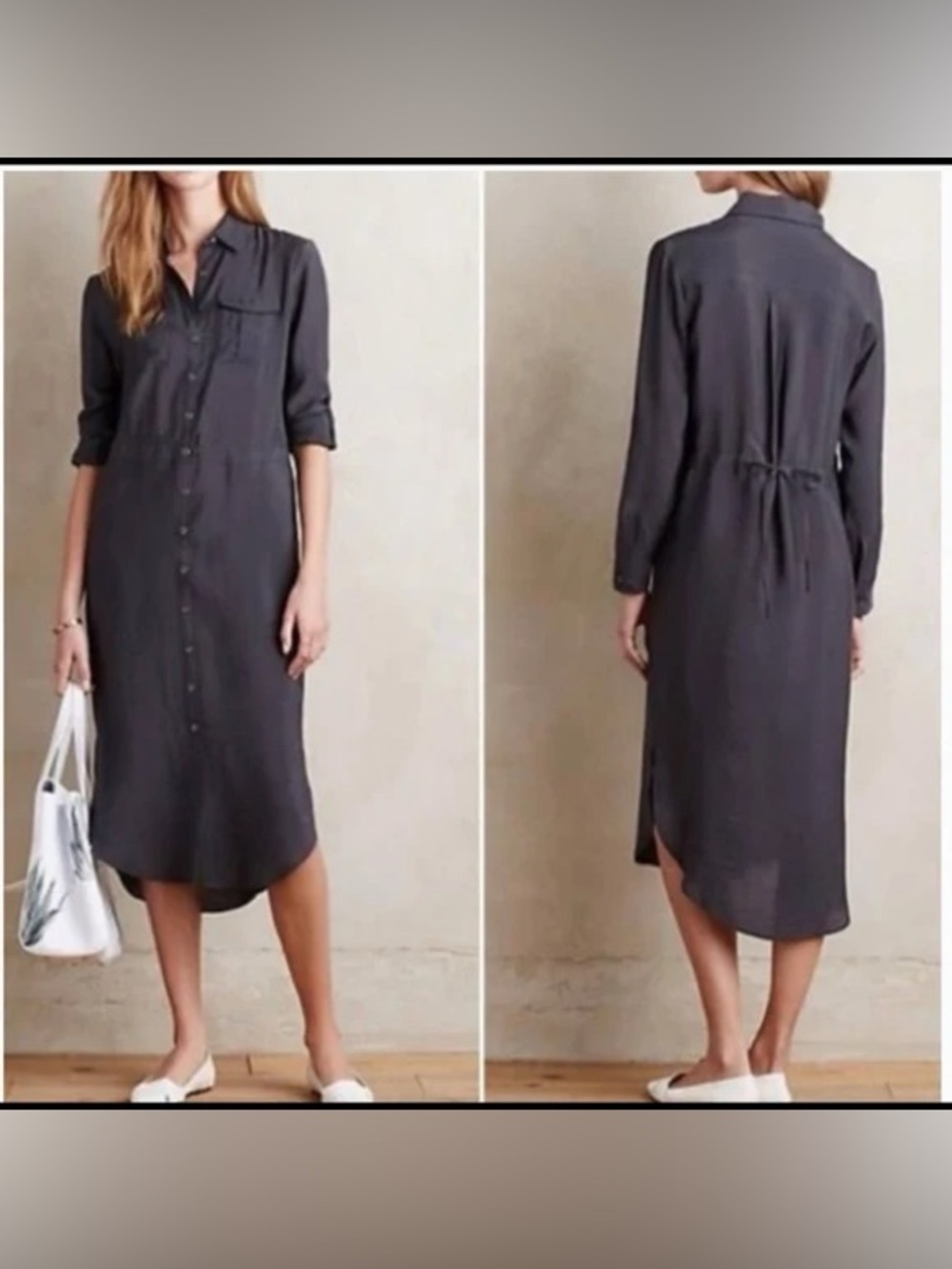 ANTHROPOLOGIE MAEVE LONG SLEEVE BUTTON DOWN SHIRT DRESS - Picture 1 of 7